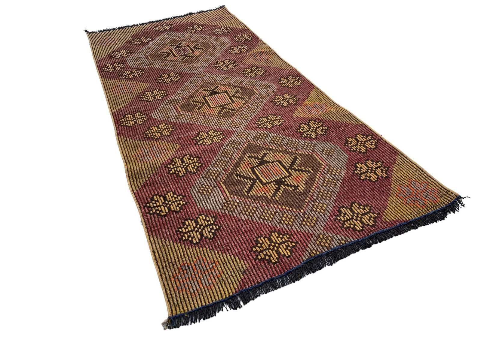 Traditioneel Turks Mini Kilimkleed, Vintage Anatolisch Turks Kelim 226 X 100 Cm photo vinterior