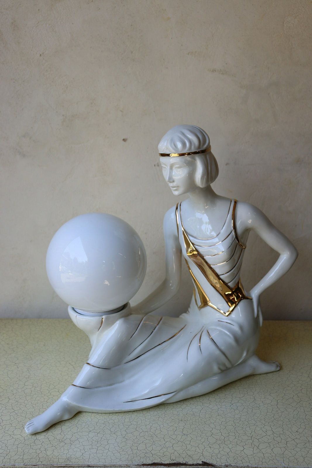 Italian Art Deco Style 1960's Porcelain Table Lamp By Bassano (St.19) photo furniture