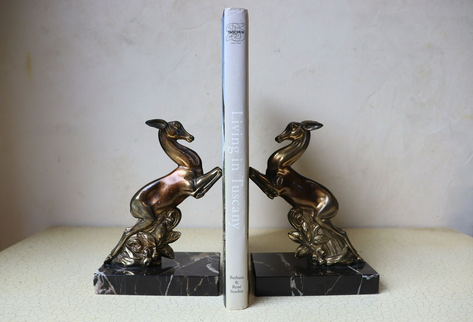 A Set Of French Art Deco Bookends, Deers On A Marble Base (St.94) photo vintage