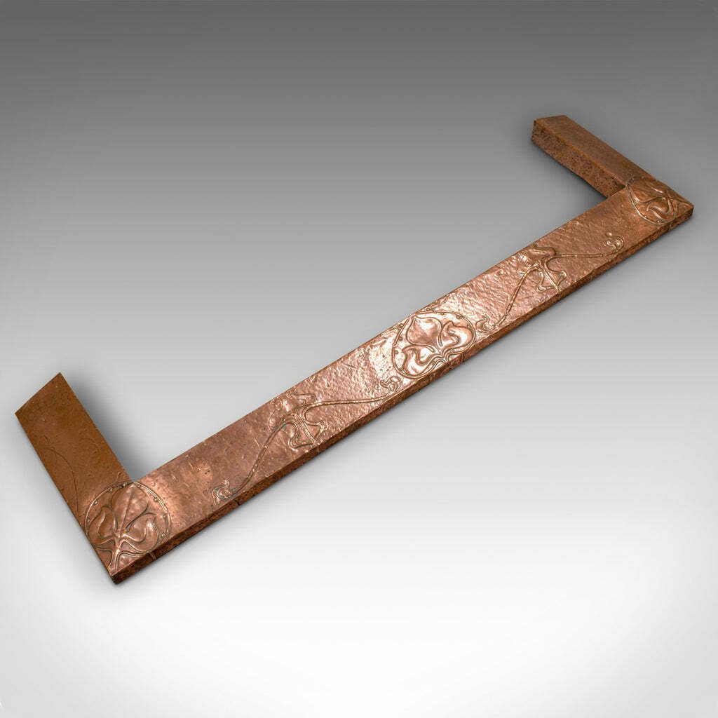 photo furniture Antique Decorative Fire Kerb, English, Copper, Surround, Art Nouveau, Victorian