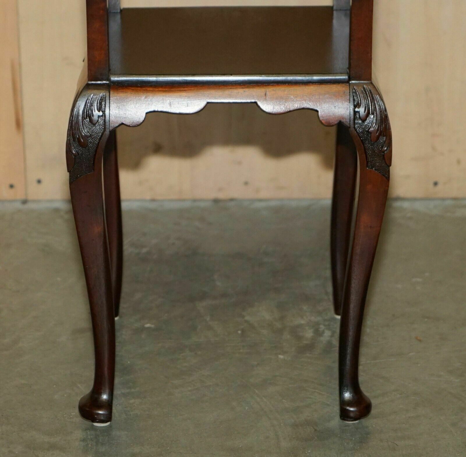 Pair Of Stunning Thomas Chippendale Style Two Tiered Mahogany Side End Tables photo vintage