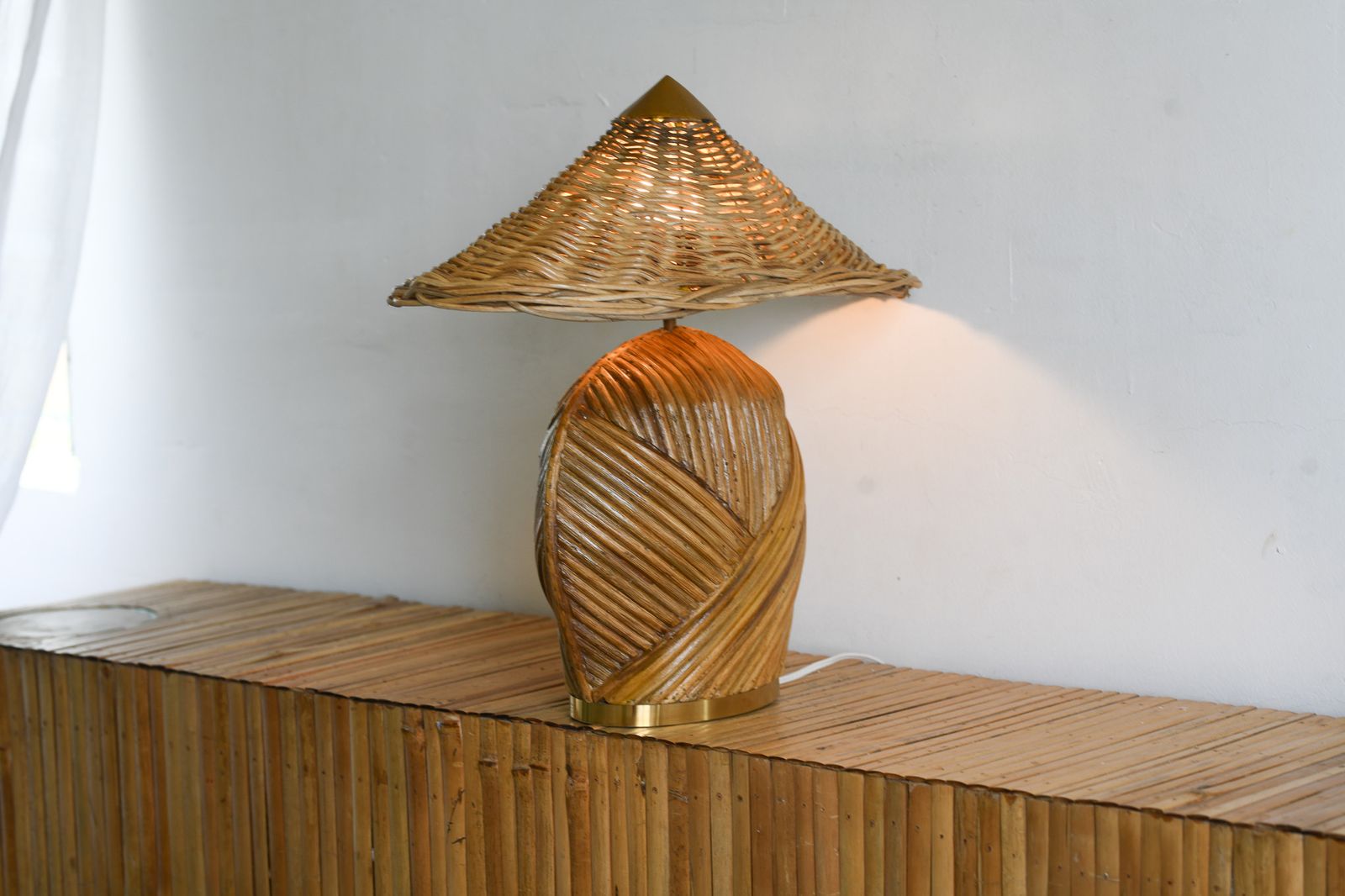 Rattan Table Lamp Mid Century Modern photo 395.0