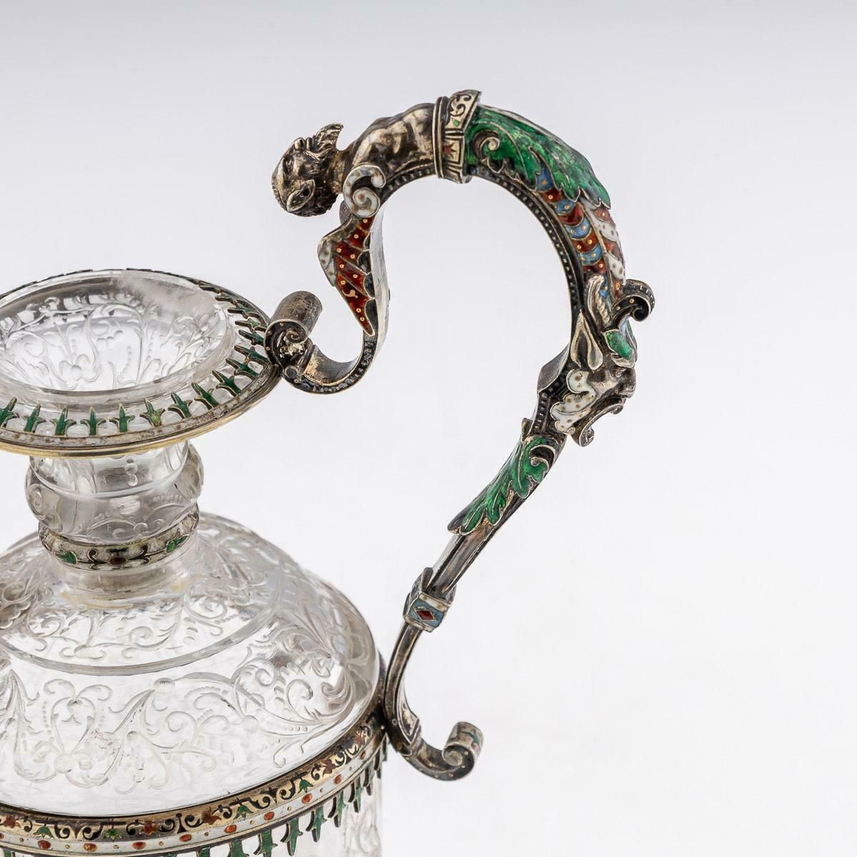Antique 19thc Austrian Silver, Enamel & Rock Crystal Ewer, Rudolf Linke C.1890 photo buy