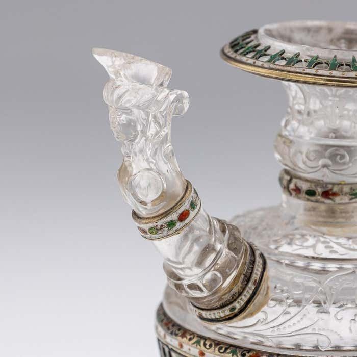 photo furniture Antique 19thc Austrian Silver, Enamel & Rock Crystal Ewer, Rudolf Linke C.1890