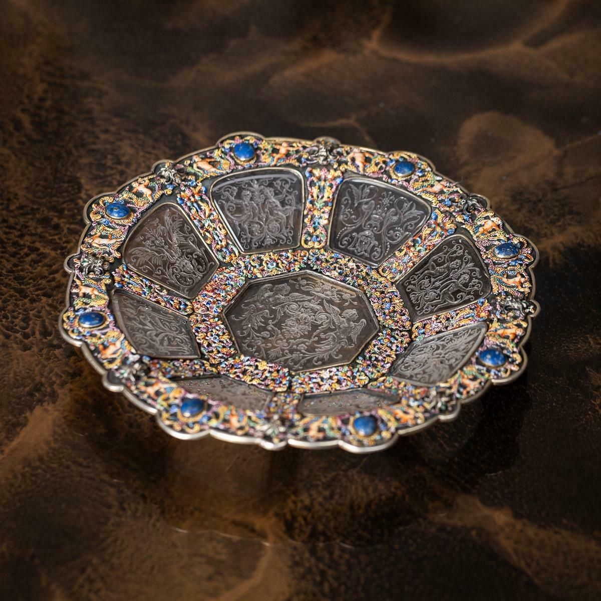 Antique 19thc Austrian Silver, Enamel & Rock Crystal Dish By Rudolf Linke C.1890 photo furniture