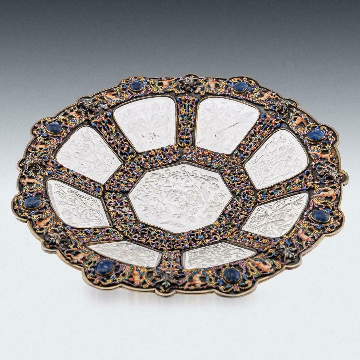 Antique 19thc Austrian Silver, Enamel & Rock Crystal Dish By Rudolf Linke C.1890 photo Home Decor