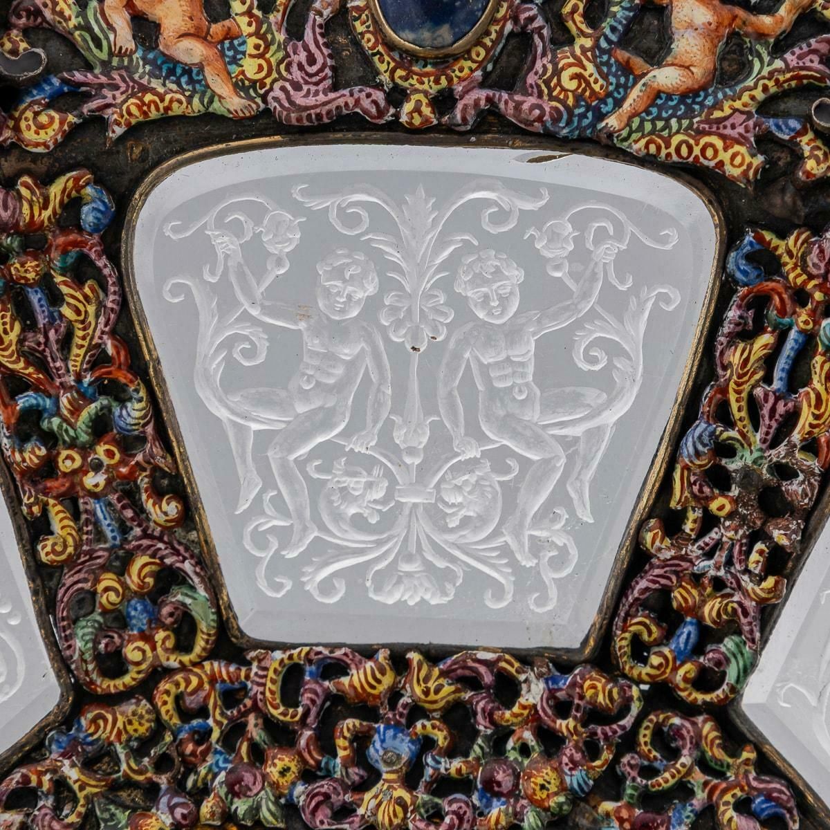 photo for sale Antique 19thc Austrian Silver, Enamel & Rock Crystal Dish By Rudolf Linke C.1890