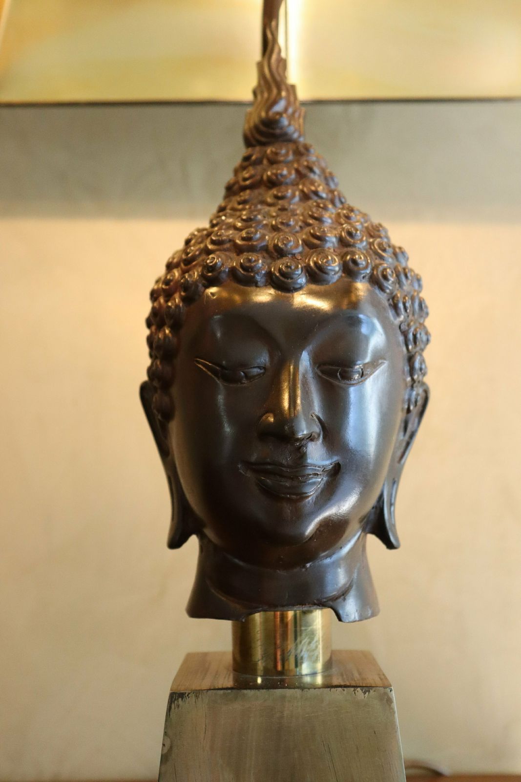 Hollywood Regency Design Midcentury Bronze Buddha Lamp , Belgian Design 1970's (St.1) photo furniture