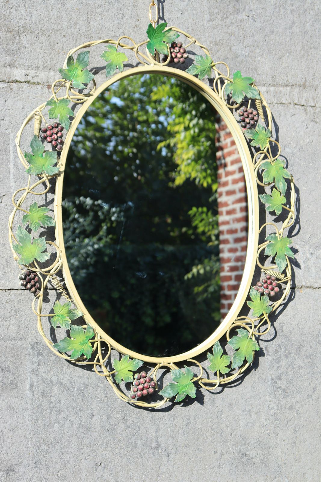 Antique Style Italian Tole Polychrome Fruit And Flower Mirror (St.115) photo furniture
