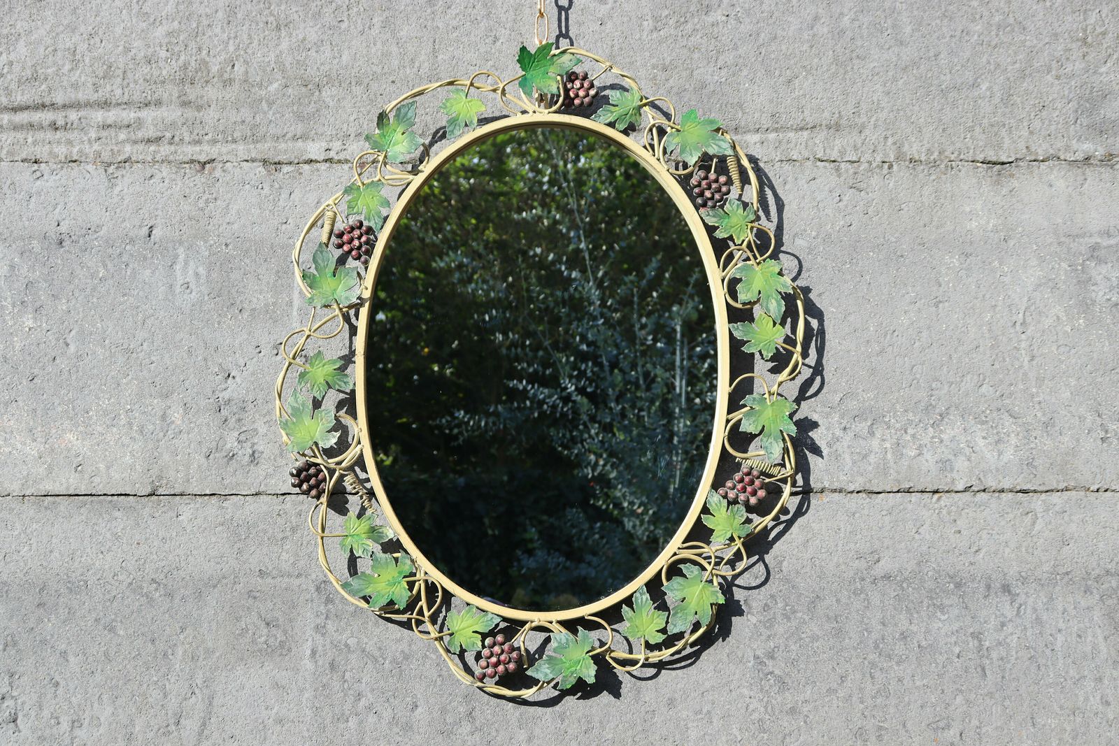 Antique Style Italian Tole Polychrome Fruit And Flower Mirror (St.115) photo Home Decor