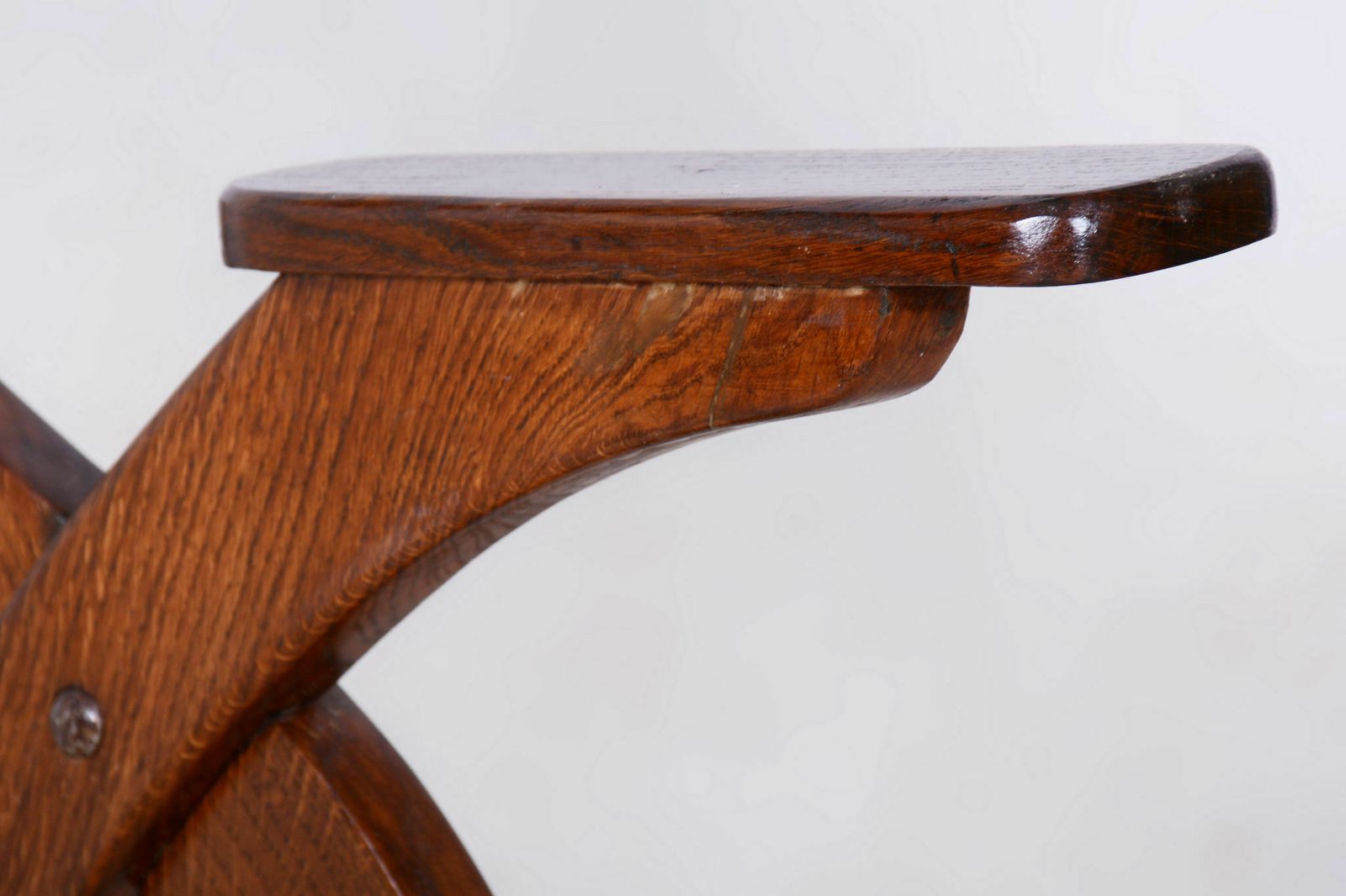 photo furniture Restored Art Deco Armchair, By Jan Vaněk, Oak, Cotton, Czech, 1940s