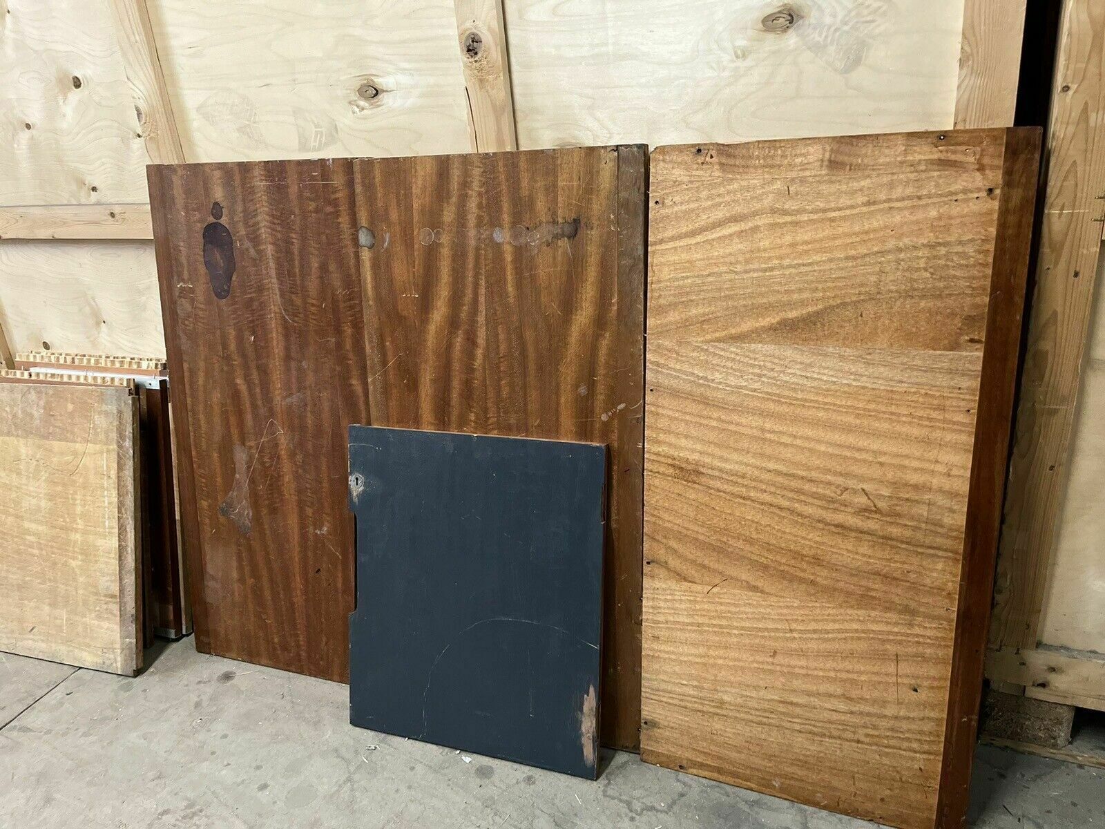 550.0 Reclaimed Iroko Wood Panels 13 Pieces School Cabinet photo