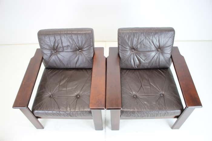 1960s Pair Of Scandinavian Leather Armchairs photo for sale