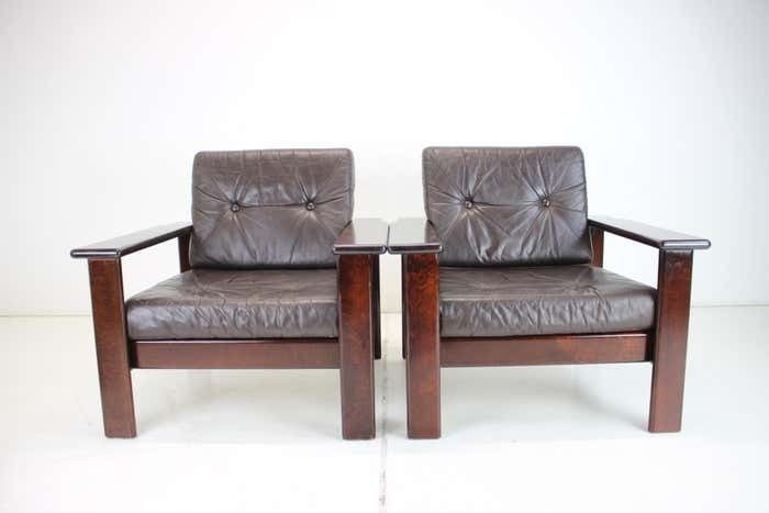 1960s Pair Of Scandinavian Leather Armchairs photo Furniture