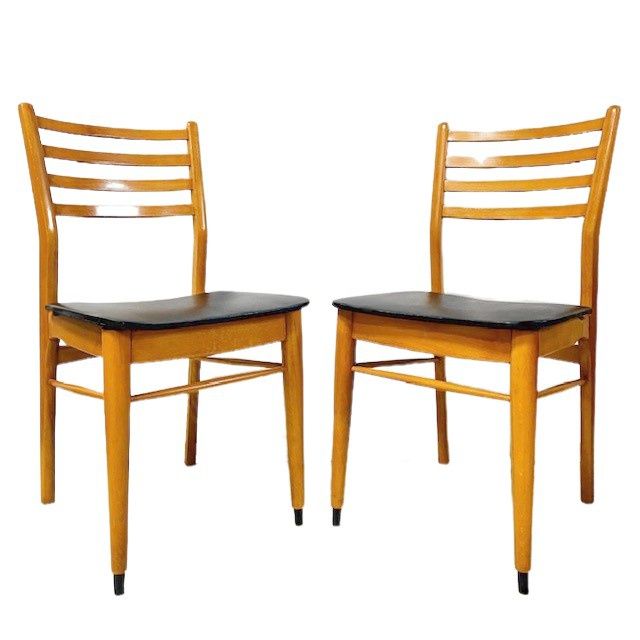 Set Of Vintage Danish Design Dining Room Chairs Skai Black