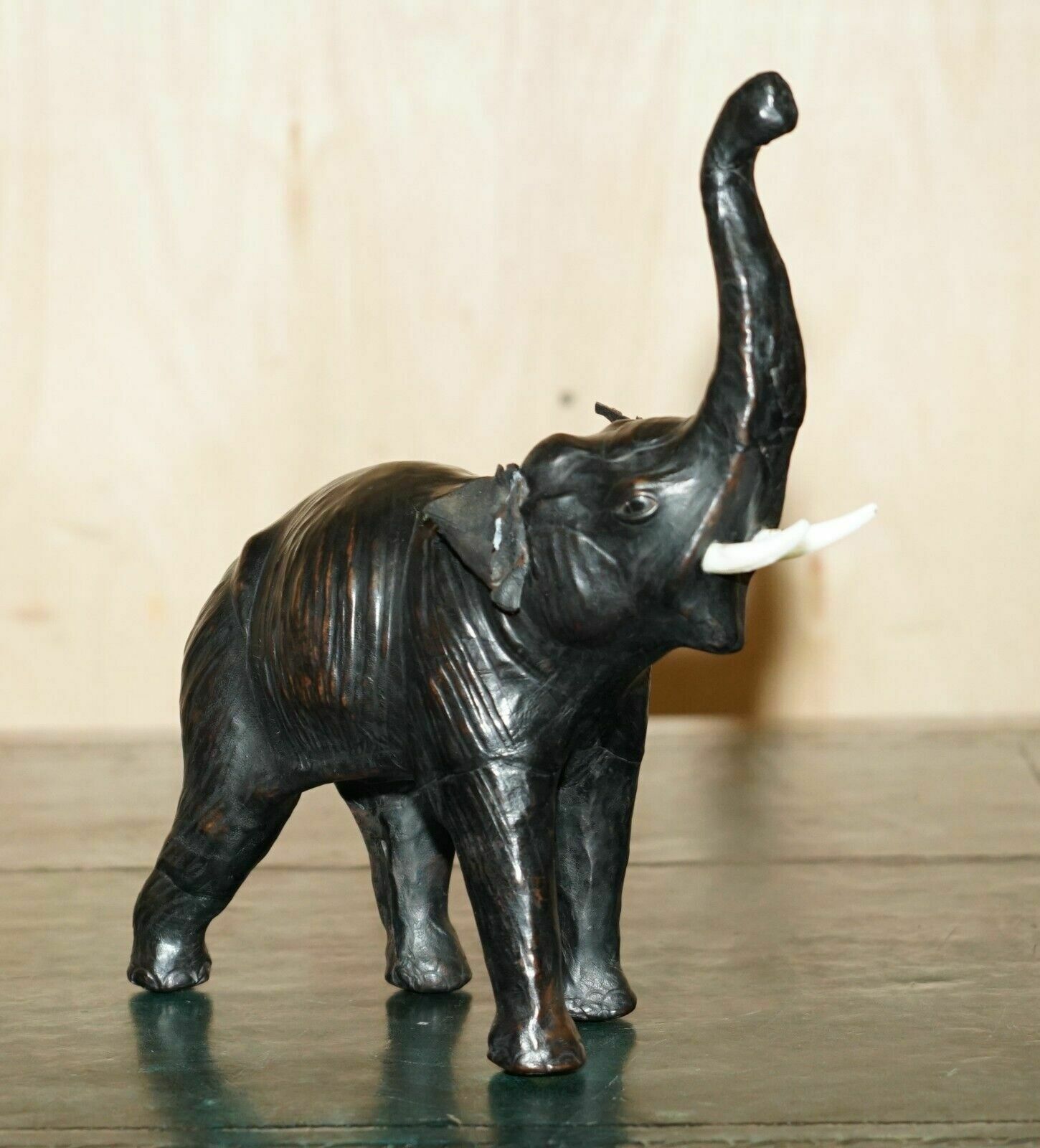 Decorative Liberty's London Omersa Leather Elephant Footstool Stool Glass Eyes photo furniture