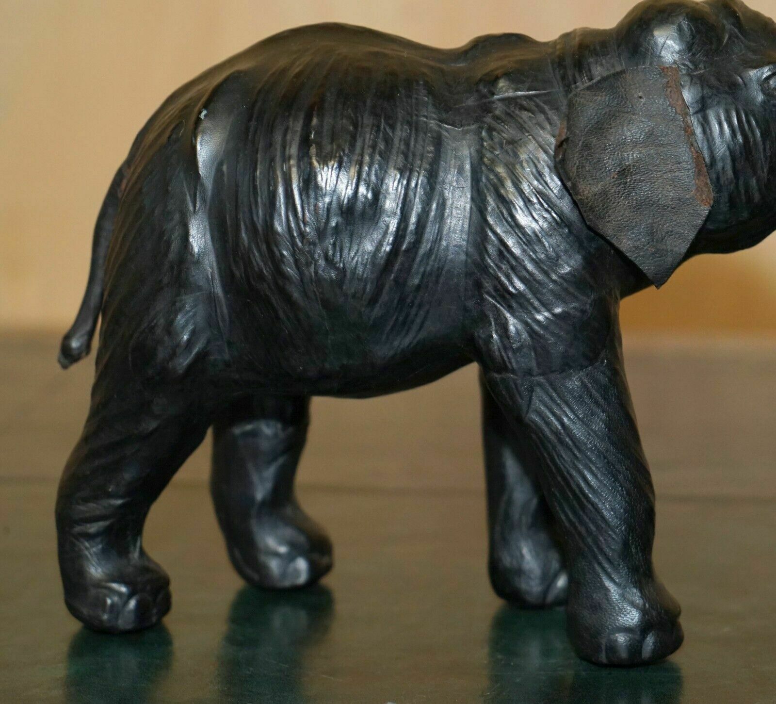 Luxury Liberty's London Omersa Leather Elephant Footstool Stool Glass Eyes photo vinterior