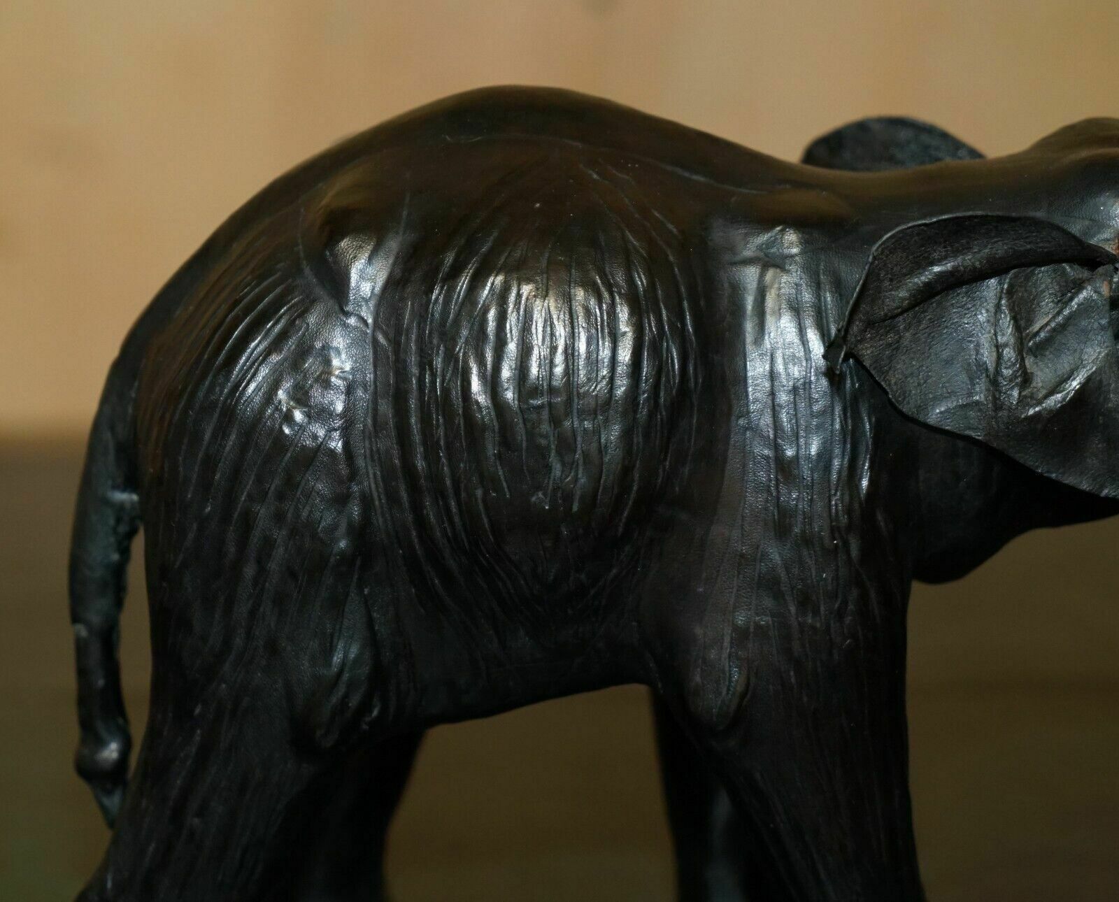 Serene Look Liberty's London Omersa Leather Elephant Footstool Stool Glass Eyes photo 1350.0