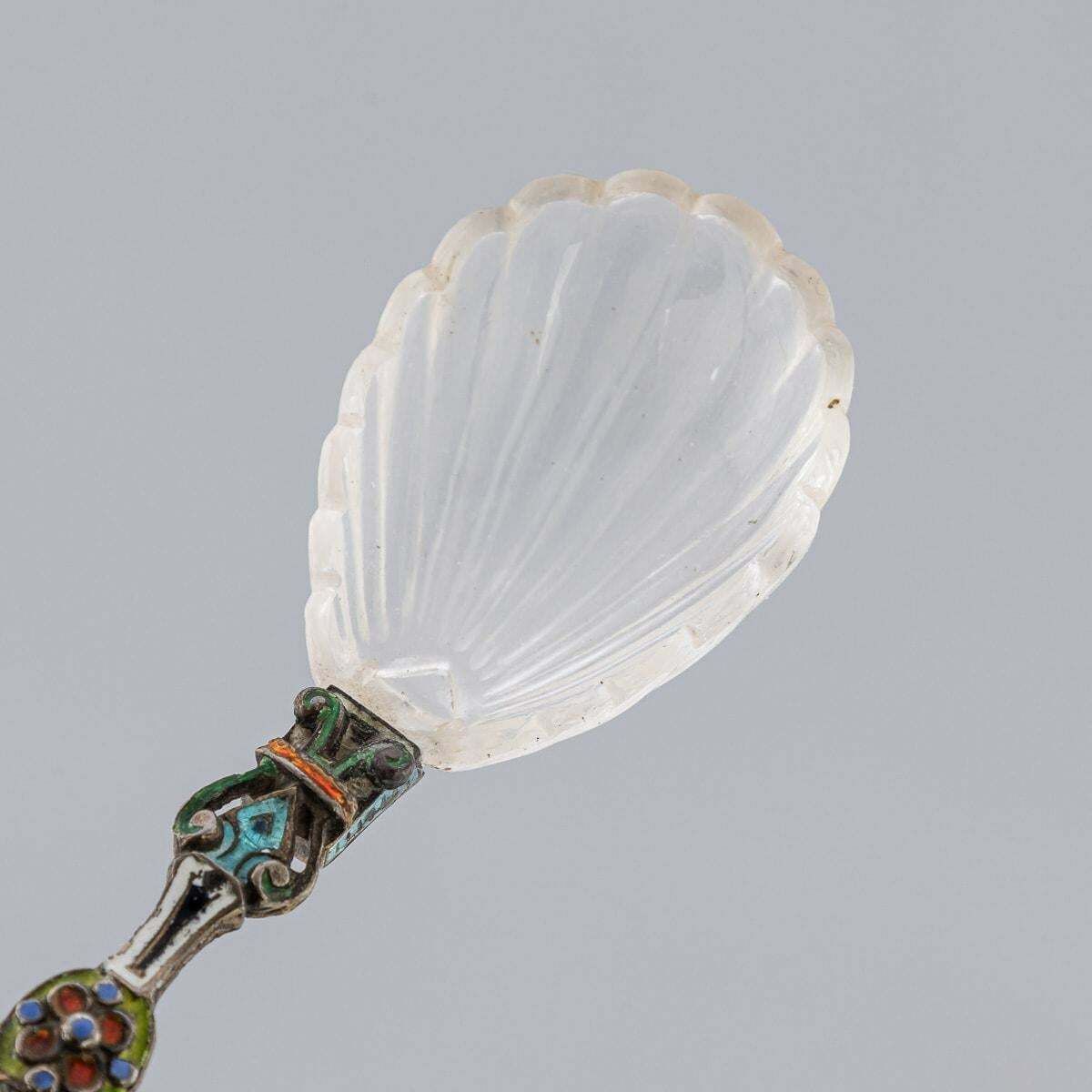 Antique 19th Century Austrian Silver, Enamel & Rock Crystal Spoons C.1880 photo for sale