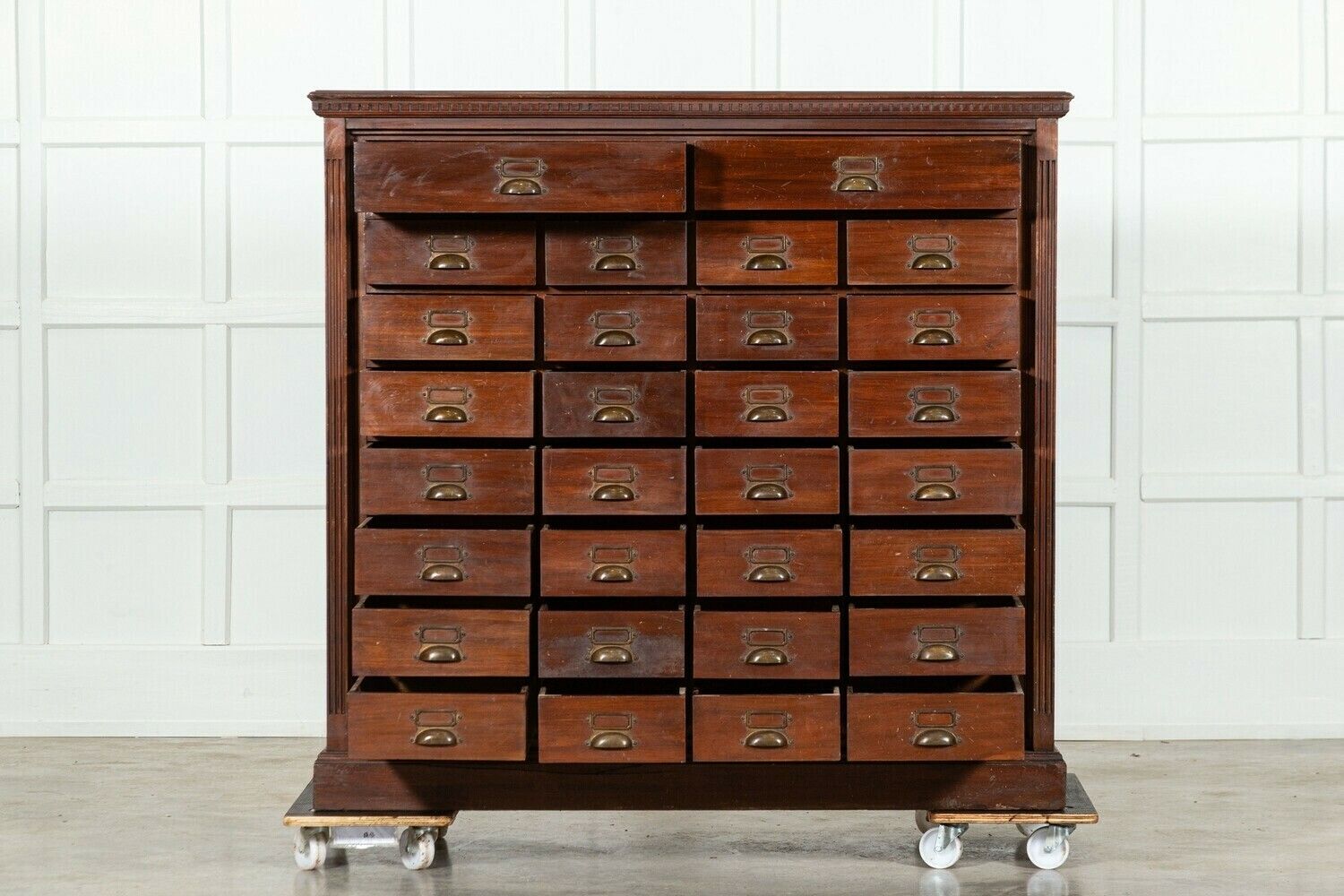 photo furniture Large 19thc English Walnut Apothecary Bank Drawers