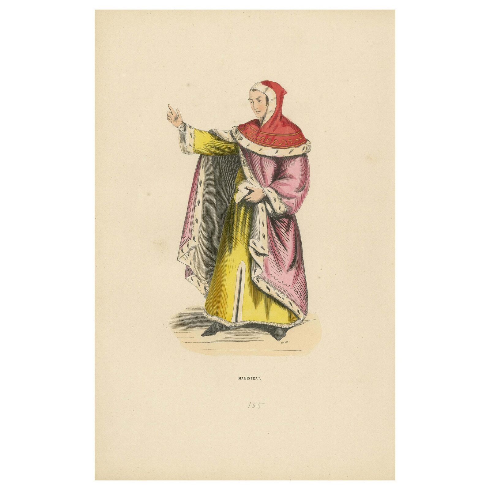 The Esteemed Jurist: A Magistrate's Robe In An Original Lithograph, 1847 photo furniture