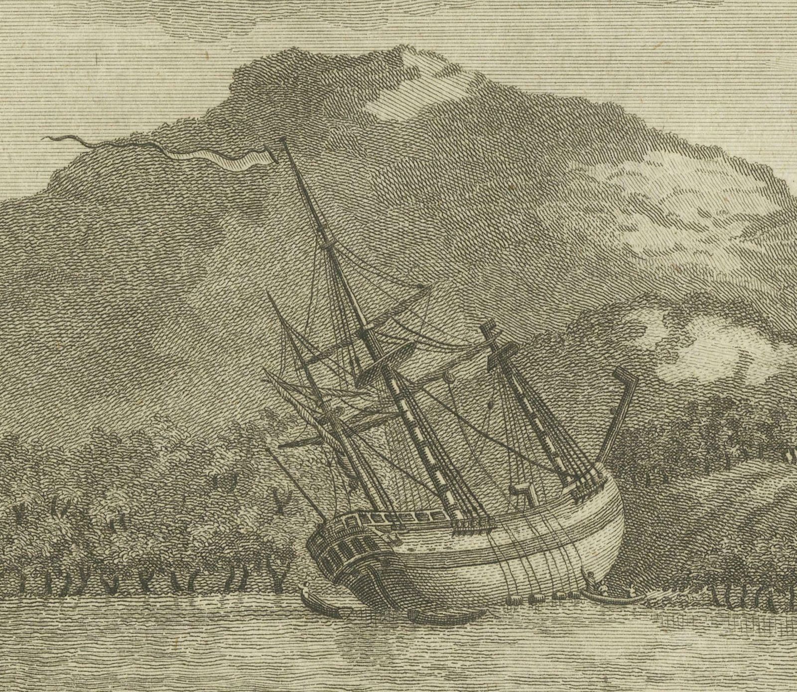 Repairing The Endeavour: Captain Cook's Maritime Ordeal At Hope Islands, Ca.1770 photo for sale