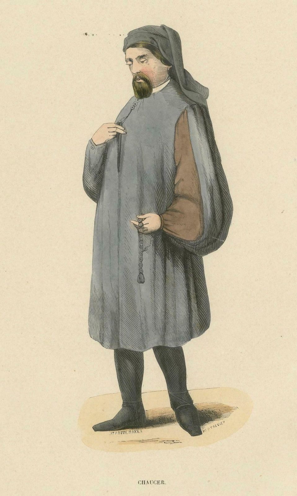 Medieval Sobriety: A Scholarly Figure In 'Costume Du Moyen âge, 1847 photo 164.0