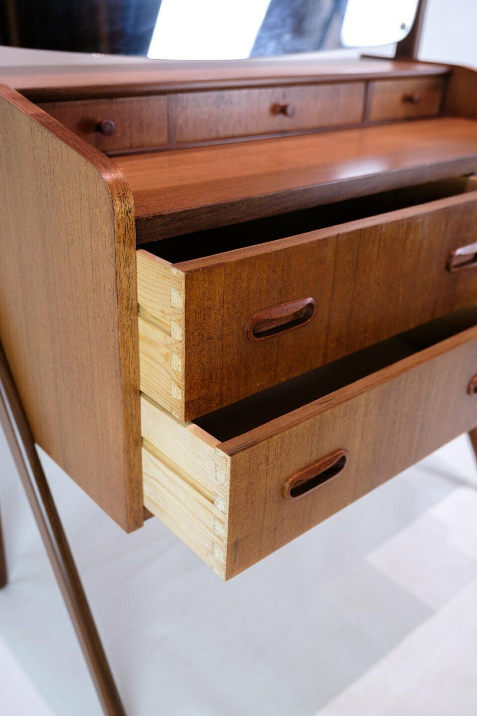 Chest Of Drawers With Mirror In Teak, Danish Design From 1960s photo vintage