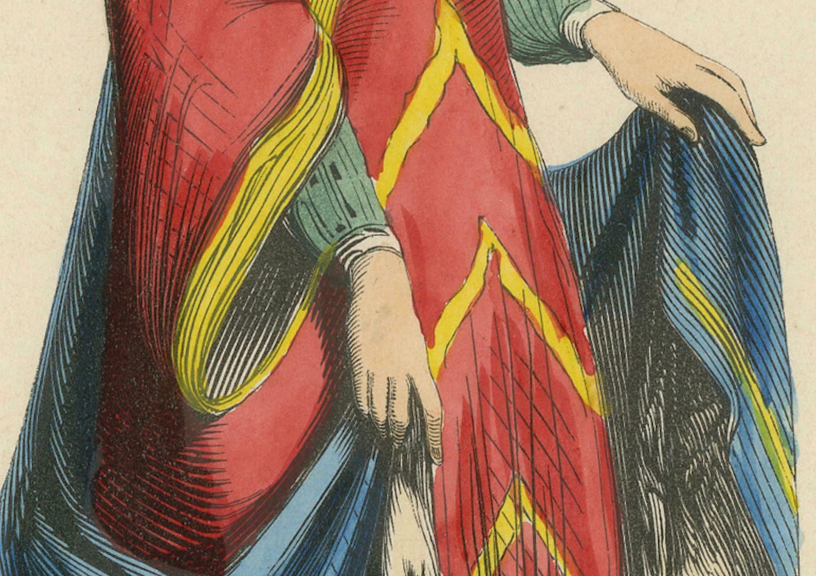Renaissance Grace: A Lady's Attire In 'Costume Du Moyen âge', 1847 photo for sale