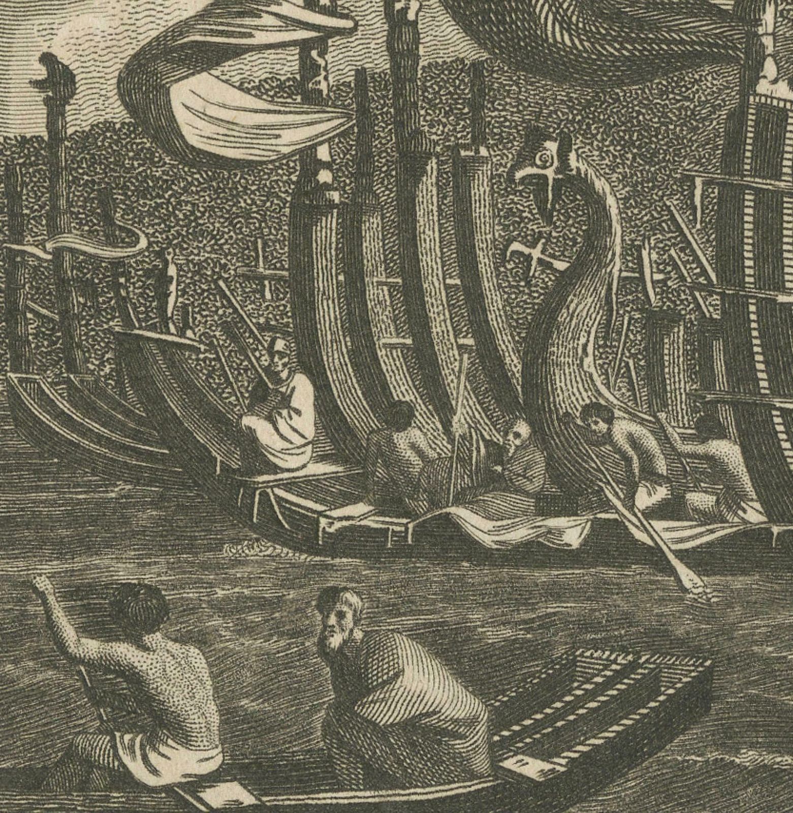 Naval Might Of Tahiti: War Canoes Observed By Captain Cook, Circa 1817 photo for sale