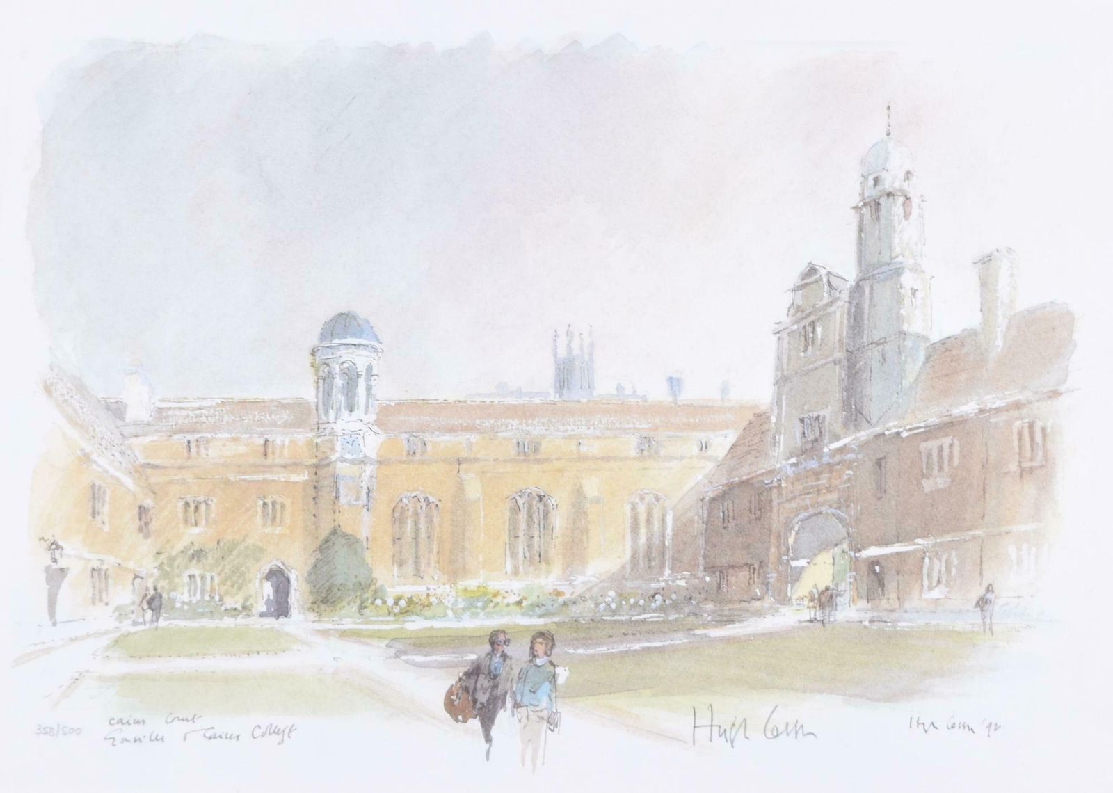 Gonville And Caius College, Cambridge Lithograph By Hugh Casson
