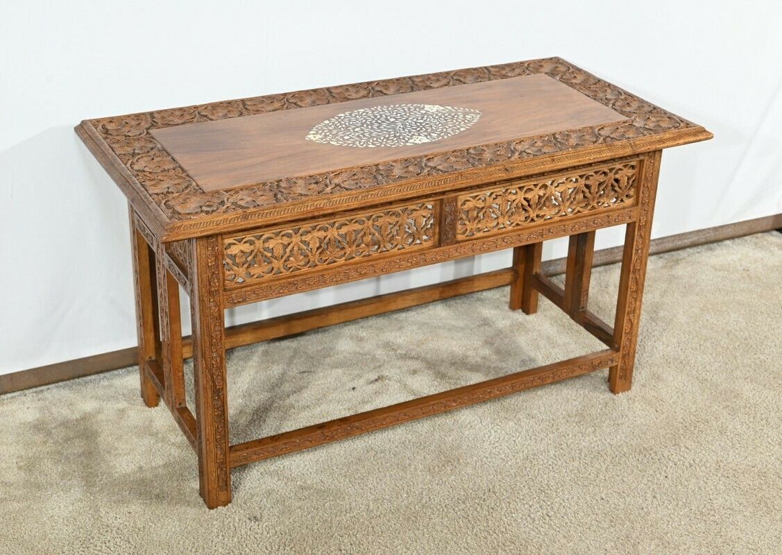 Oriental Folding Table In Exotic Wood – Early 20th Century photo furniture
