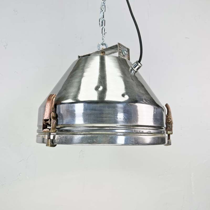 Industrial Aluminium Ceiling Pendant Light By Veb Of Germany With Cage photo Lighting