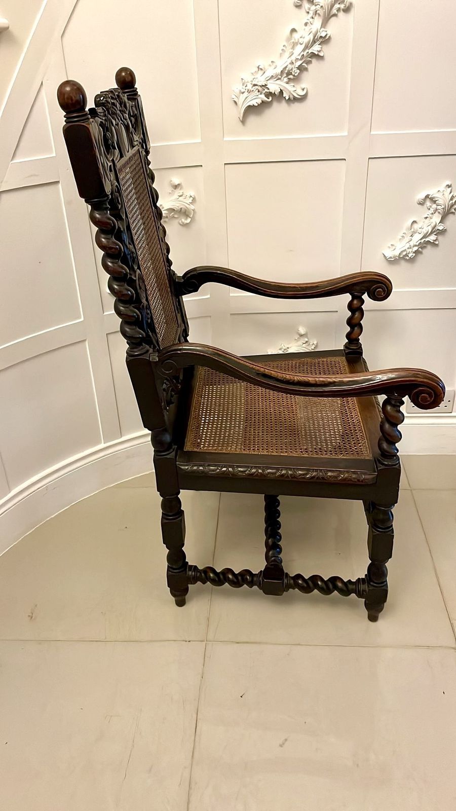 Large Antique 19th Century Quality Carved Oak Throne Chair photo vinterior