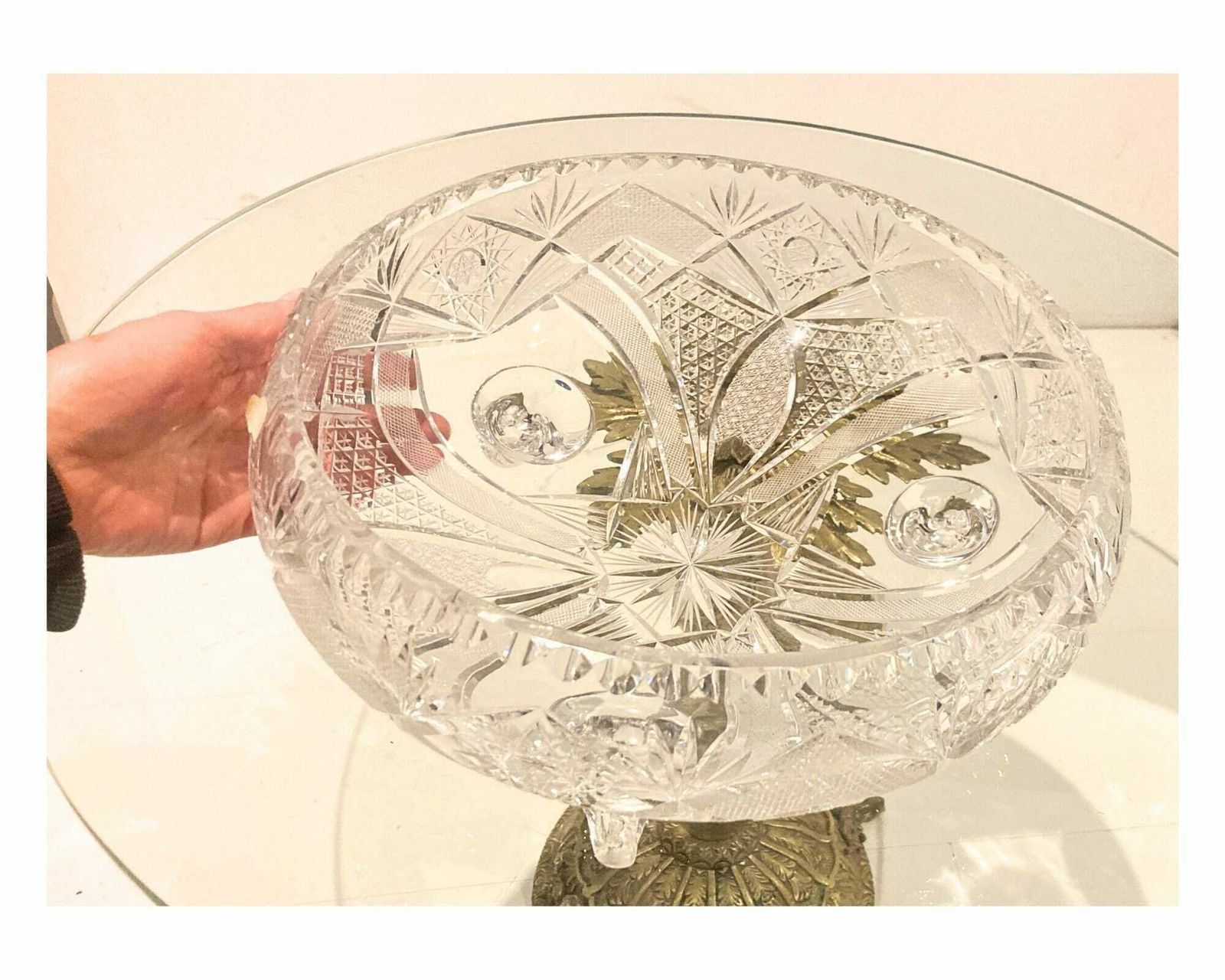 Crystal Footed Bowl | 11.8 Tall (30cm) | Heavy 8.8lbs (4kilo) | 1960s photo buy