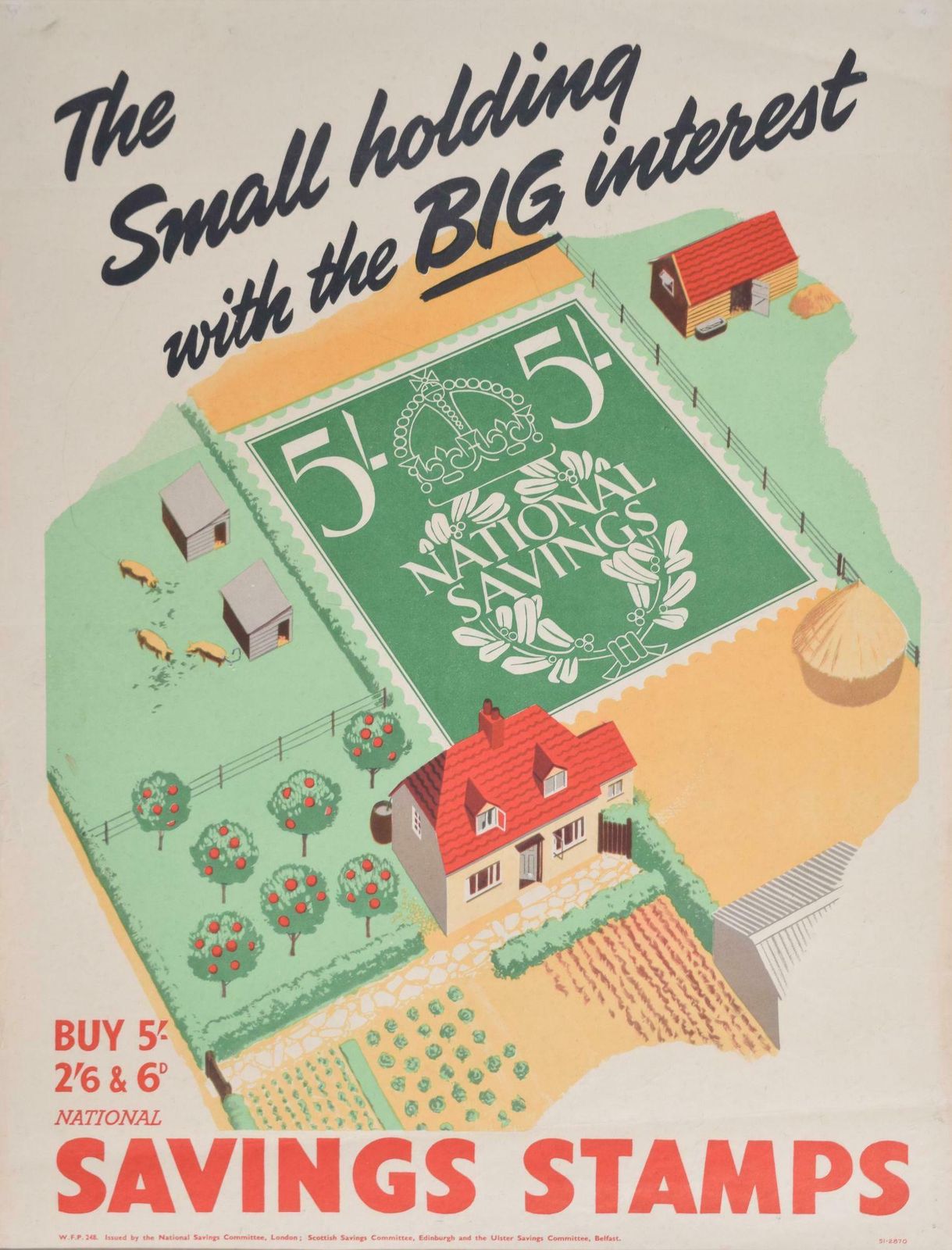 Savings Stamps   The Small Holding With The Big Interest Original Vintage Poster