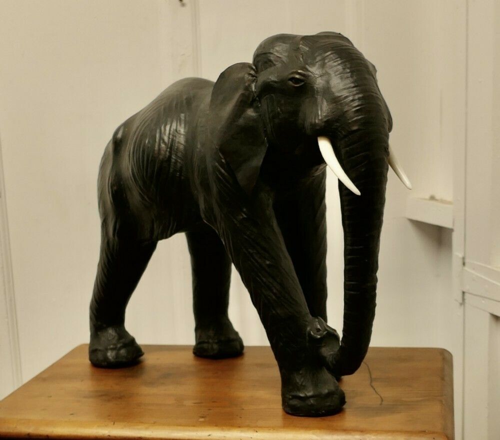 Arts And Crafts Leather Model Of A Bull Elephant photo furniture