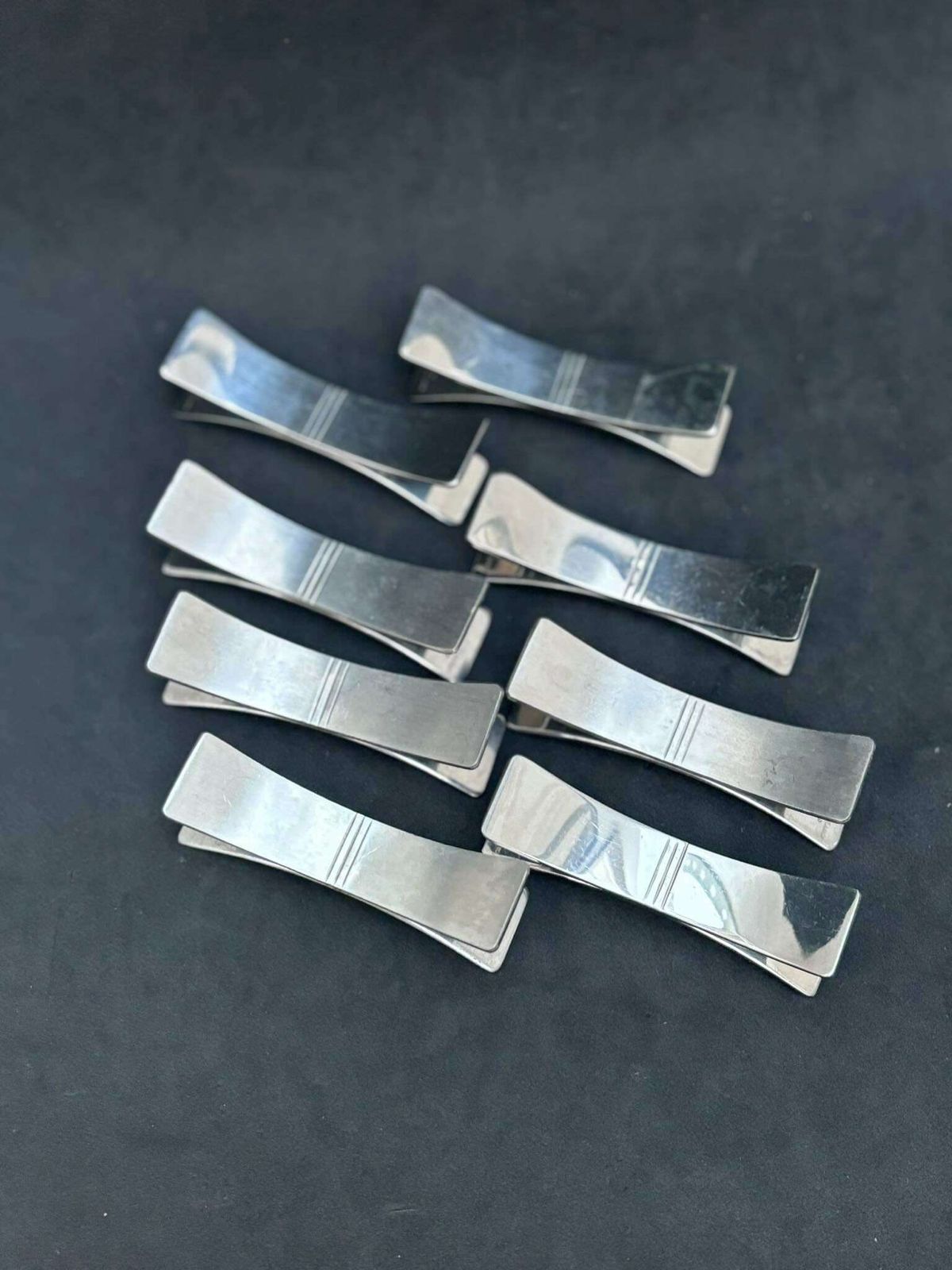 Knife Rest Set Of 8 French Vintage Letang Remy Stainless Steel Mid Century Modern Modernist Wedding Gift Cutlery Rest Hostess Gift 1950s photo vintage