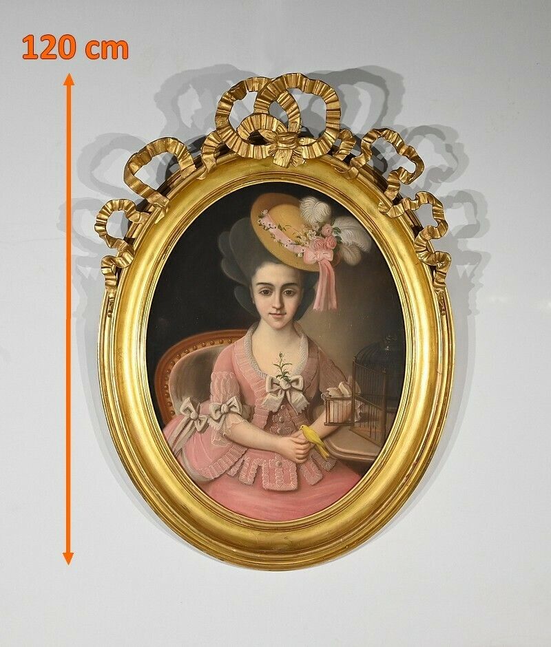 Important Pastel “The Girl With The Canary”, 19th Century French School photo furniture