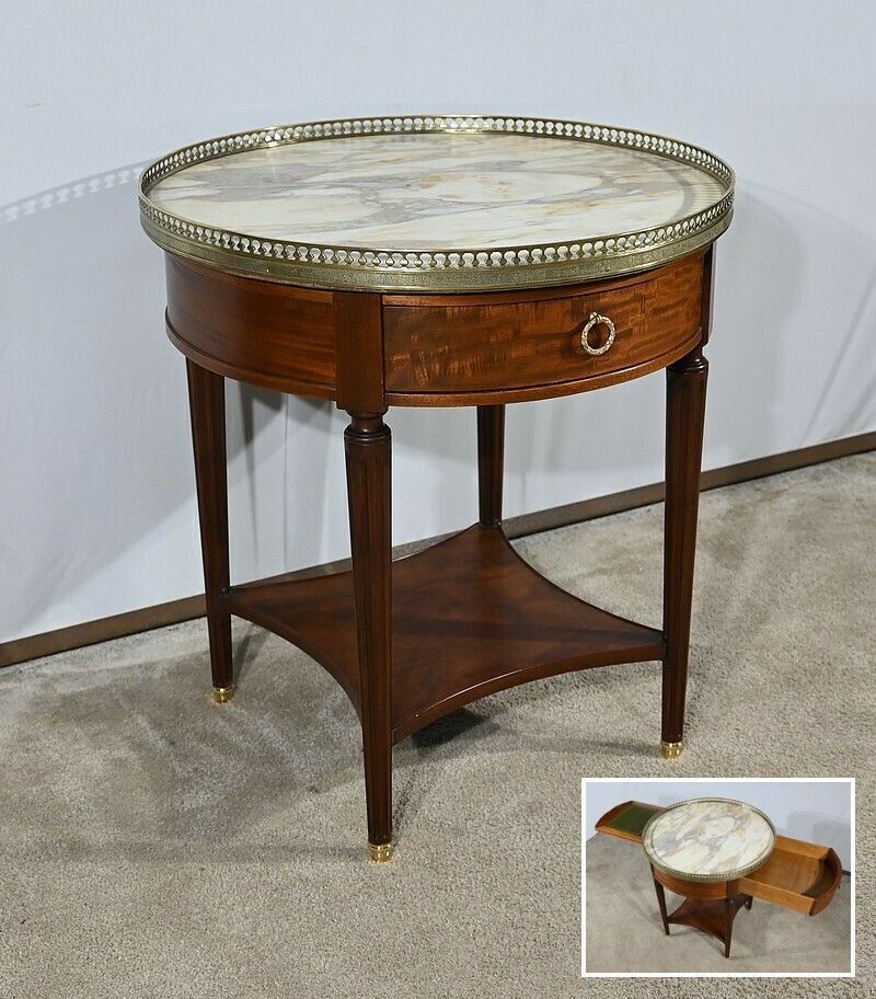 Mahogany Bouillotte Table, Louis XVI Style – Late 19th Century