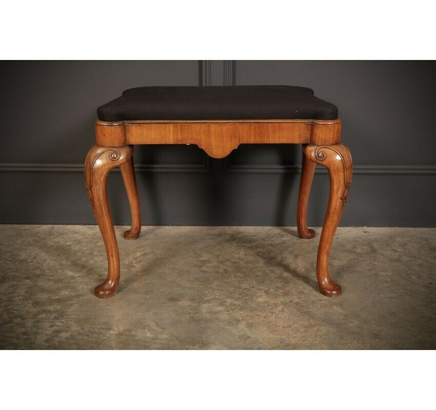 Queen Anne Style Walnut Dressing Stool photo vintage