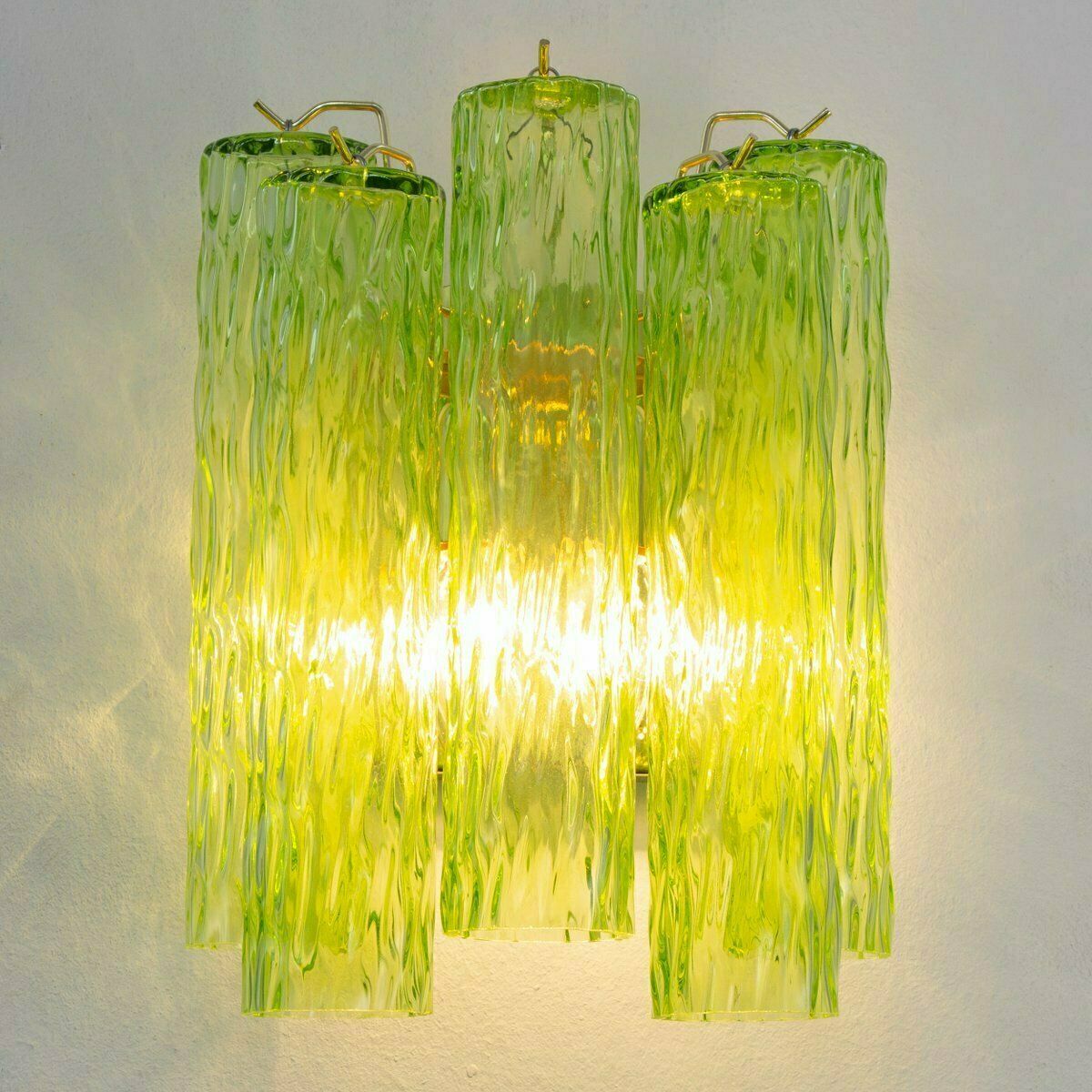 Light Green Murano Glass Wall Lamp With Cylinders, Italy, 1990s photo for sale