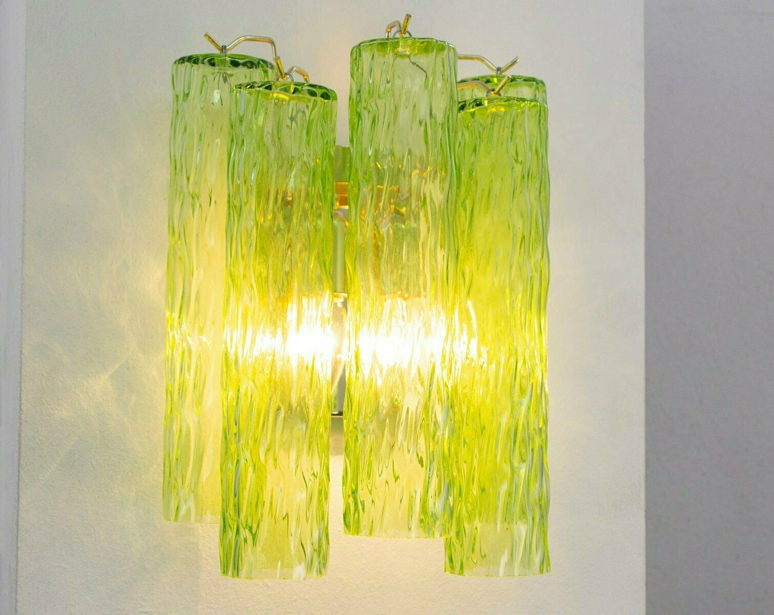 Light Green Murano Glass Wall Lamp With Cylinders, Italy, 1990s photo Lighting