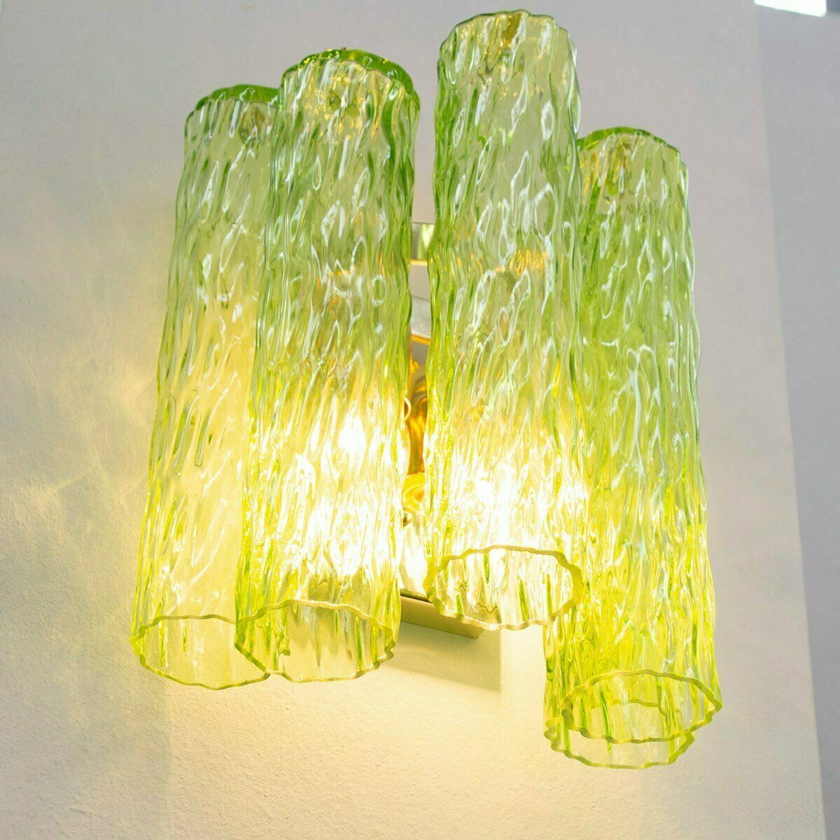 Light Green Murano Glass Wall Lamp With Cylinders, Italy, 1990s photo vinterior