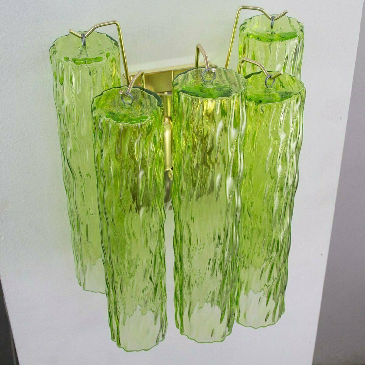 photo for sale Light Green Murano Glass Wall Lamp With Cylinders, Italy, 1990s