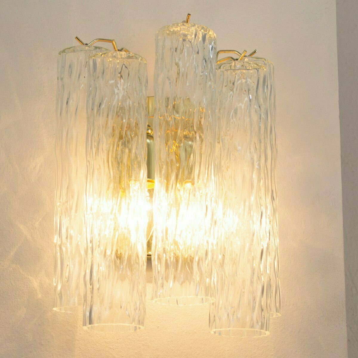 Wall Lamp In Transparent Crystal Colored Murano Glass, Italy, 1990s photo for sale