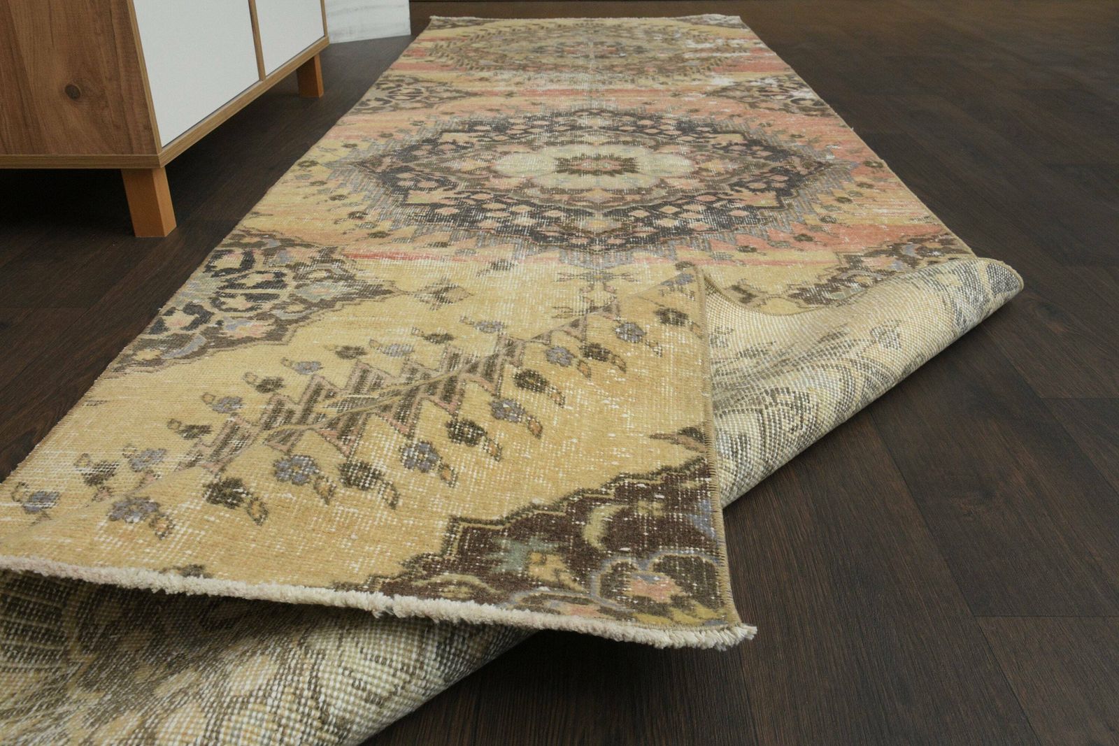 3.2x10.5 Ft Vintage Rug, Oushak Rug, Hallway Rug, Turkish Rug, Kitchen Rug, Entryway Rug, Wool Rug, Runner Rug, Decorative Rug, 3x10 Rug photo Textiles