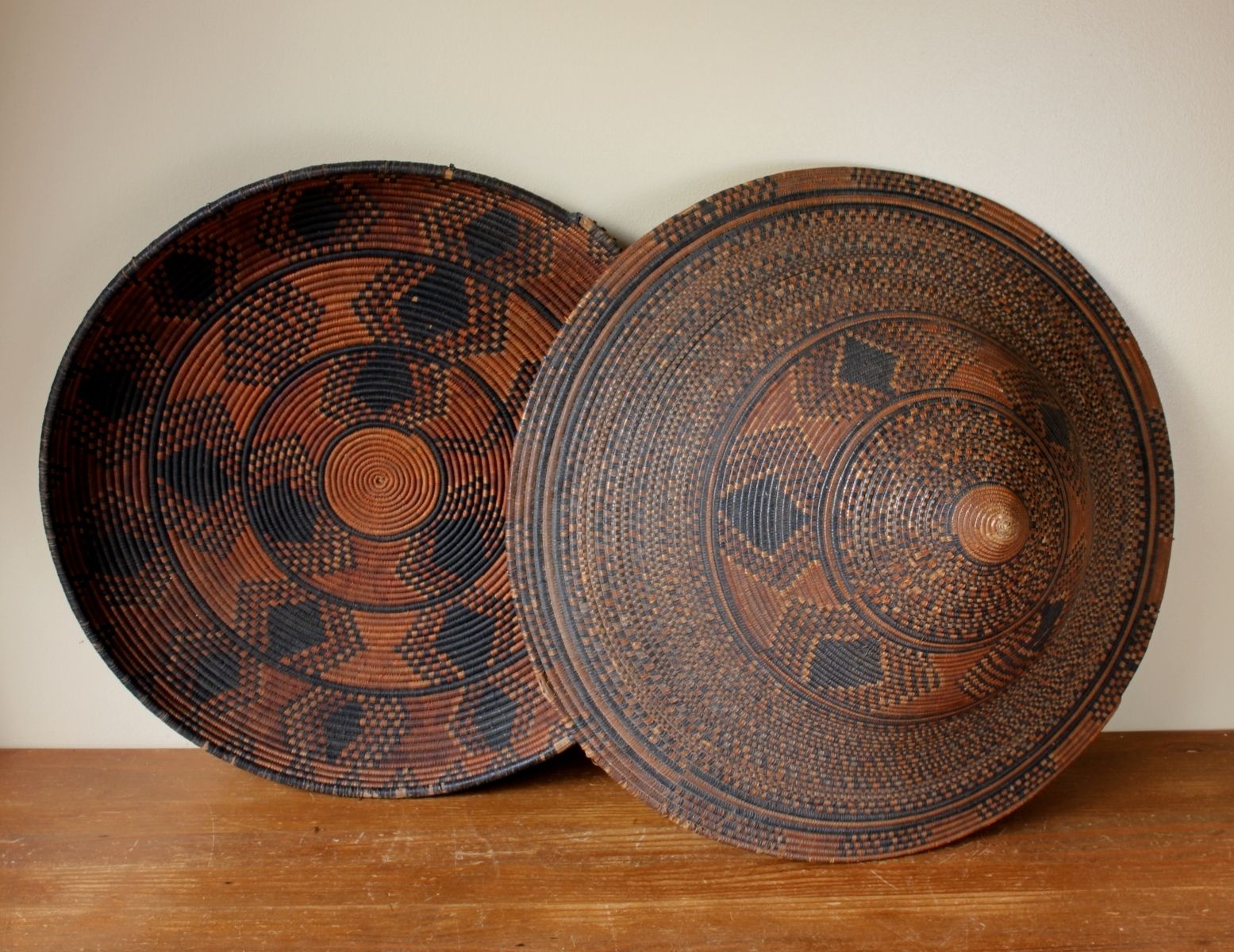 African Native Tribal Hand Woven Tray & Cover. Large Coiled Basket. photo for sale