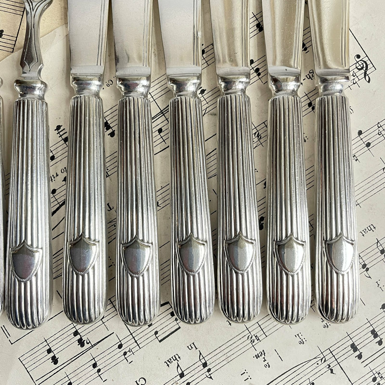 Vintage Fish Cutlery Silver Plated   Reed Pattern   Set Of 6 Flatware   Food Photography Props   Atkin Brothers Sheffield photo Home Decor