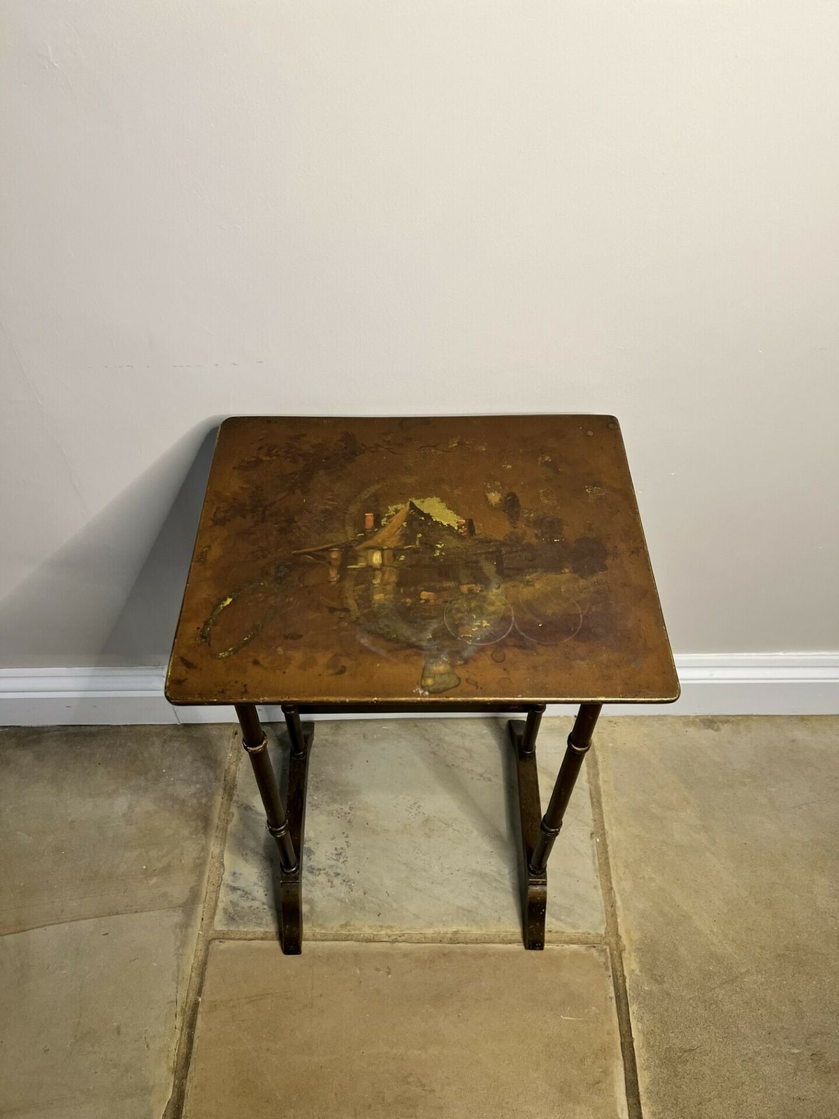 Lovely Nest Of Four Edwardian Quality Decorated Tables photo furniture
